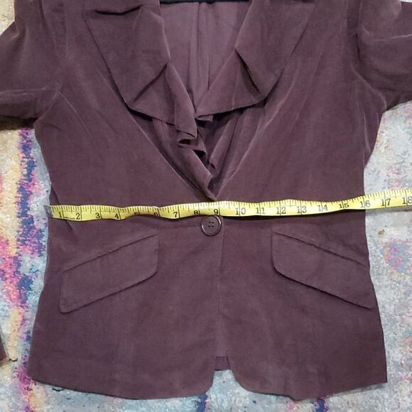 BCBGMaxAzria Brown Corduroy Jacket with Ruffled Neckline Size M - Picture 11 of 14